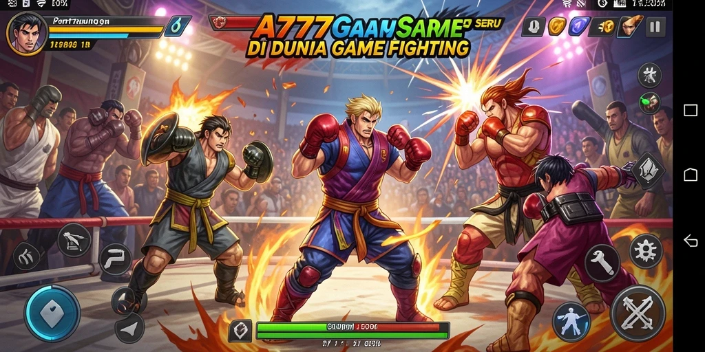 Menampilkan aksi pertarungan seru di A777GAME dengan karakter beragam.