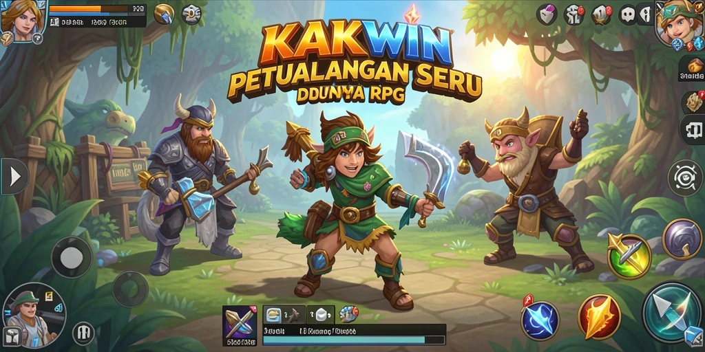 Menampilkan aksi seru dalam gameplay RPG KAKWIN.
