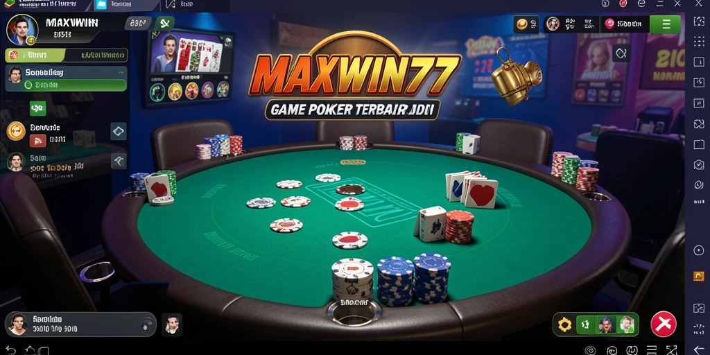 Tampilan gameplay Poker yang mendebarkan dan realistis di MAXWIN77.