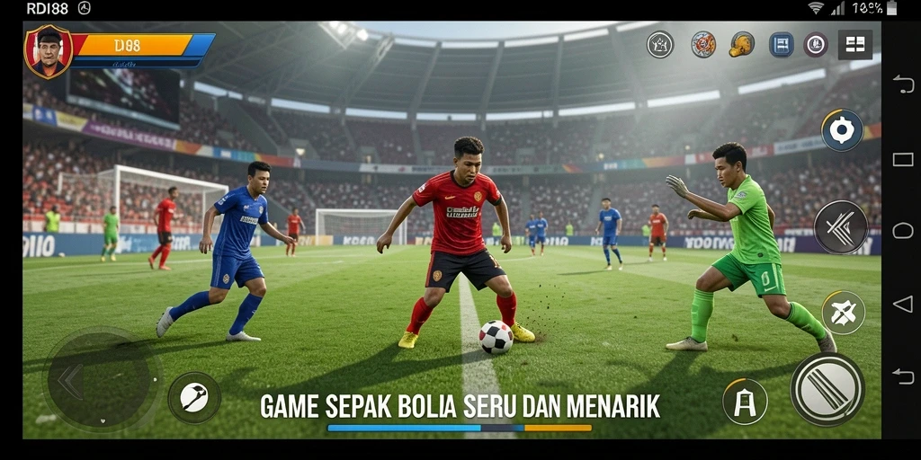 Tampilan gameplay menarik dalam pertandingan sepak bola.