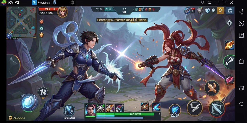 Tangkapan layar gameplay MOBA yang seru dan menegangkan.