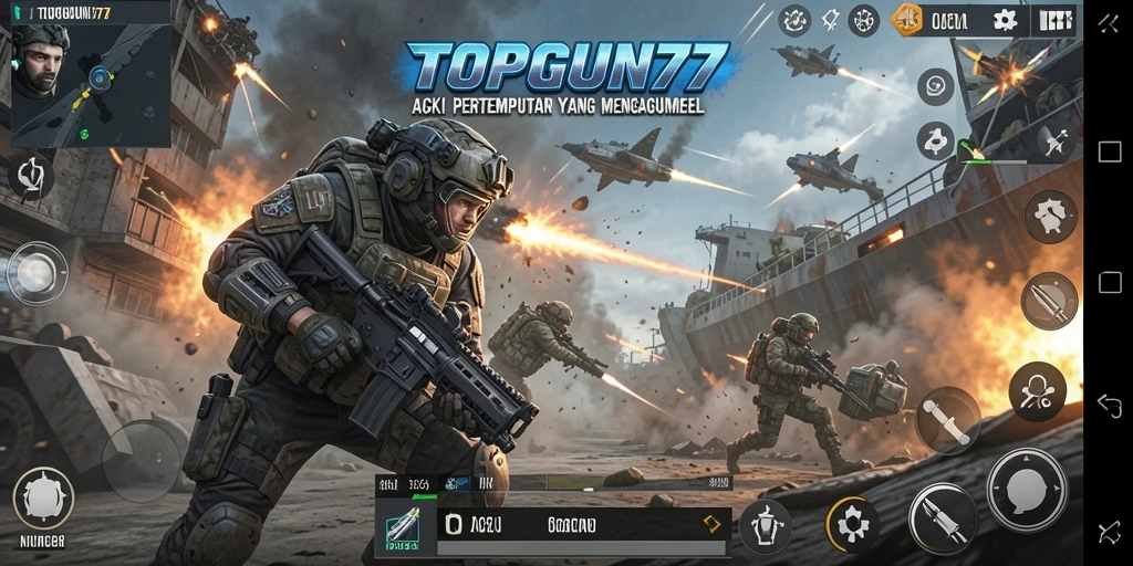 Gameplay aksi menegangkan dalam TOPGUN77 yang penuh tantangan.