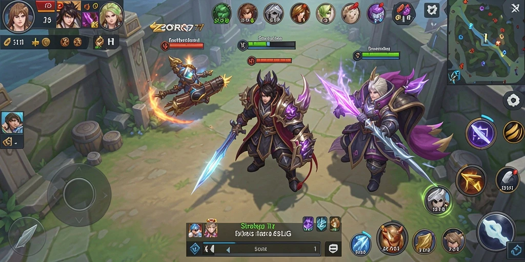Screenshot permainan ZORO77 menampilkan aksi pertempuran mendebarkan di strategis SLG.
